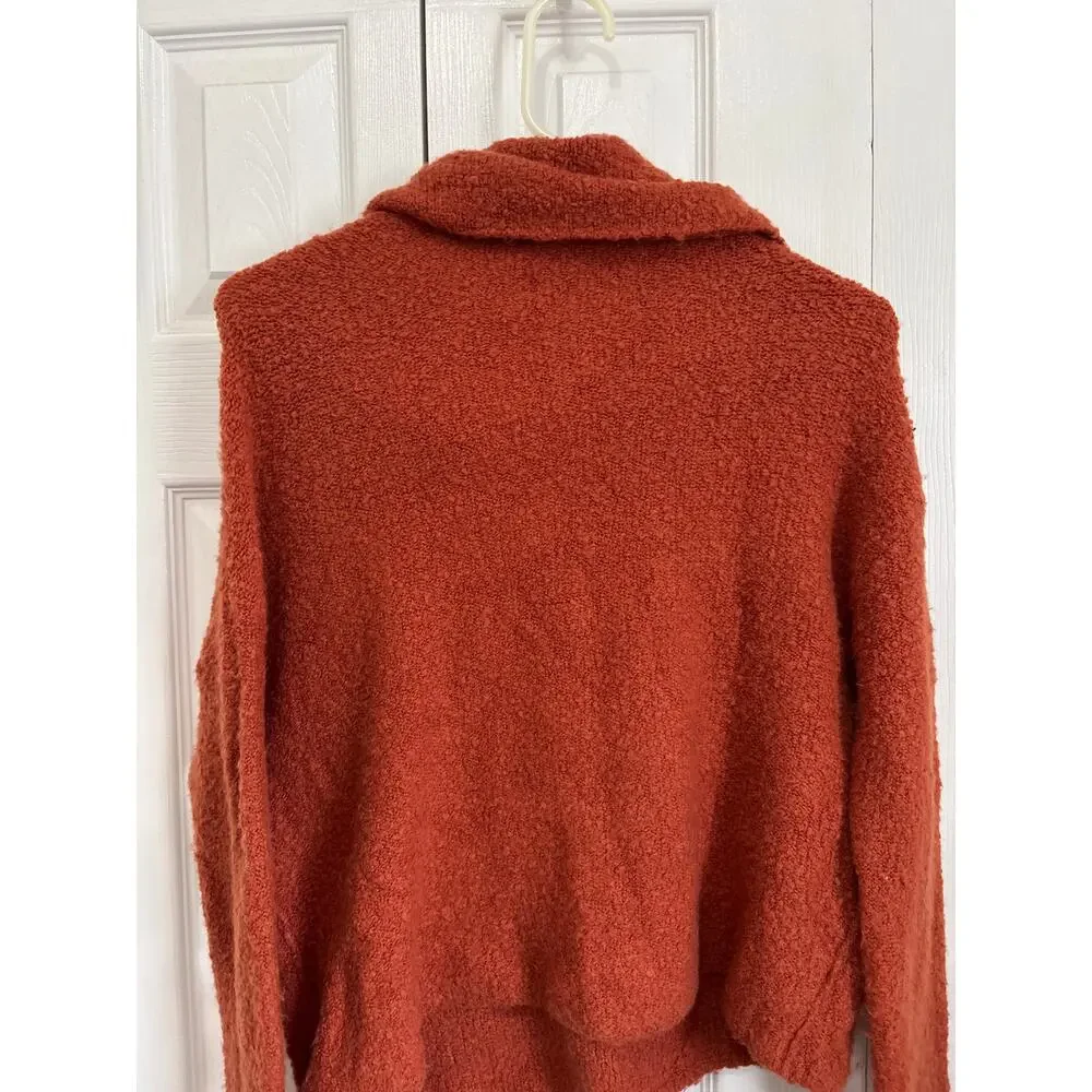 Free People Stormy Terracotta Orange Fuzzy Cowl Neck Sweater Size Small